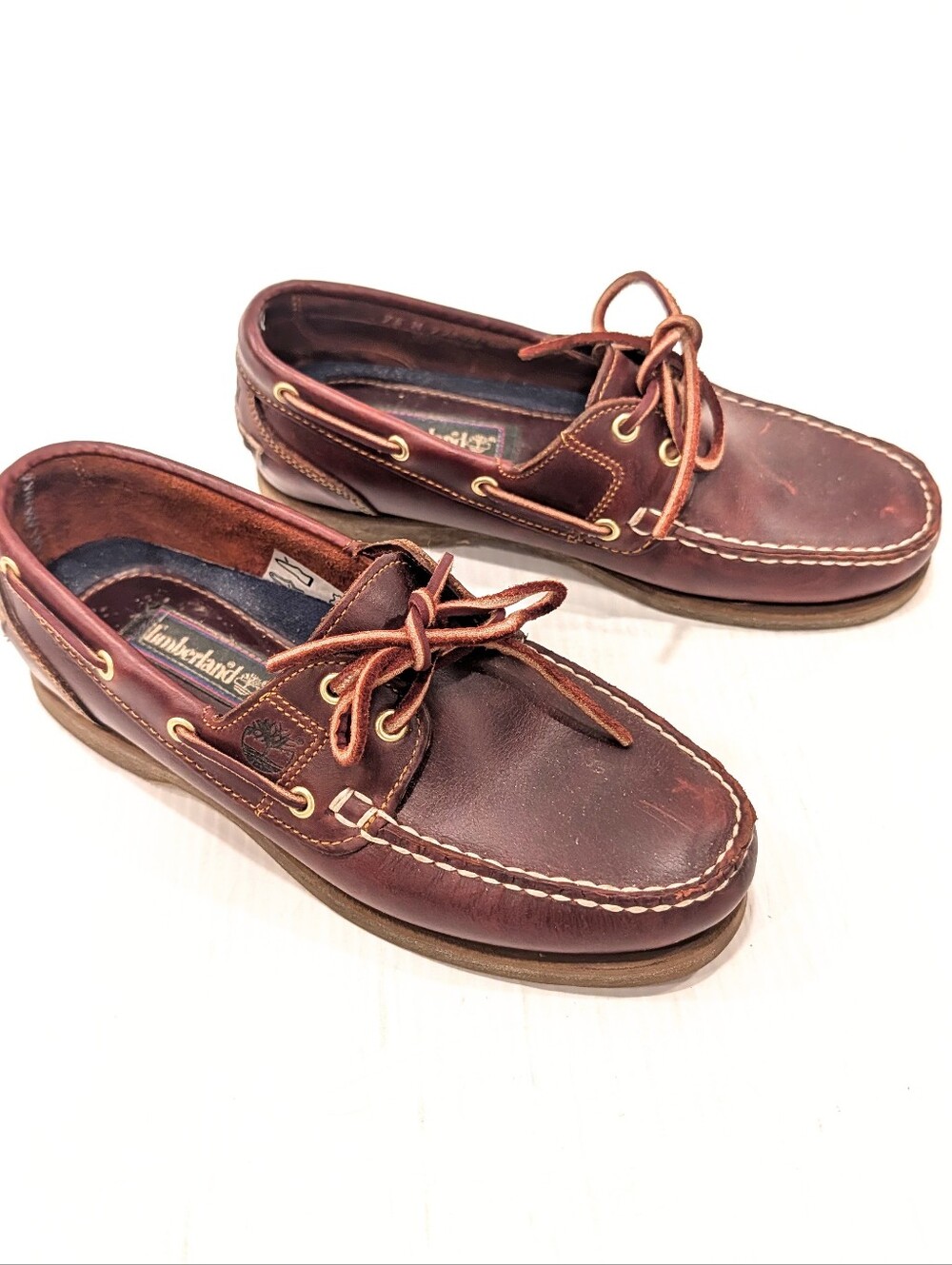 TIMBERLAND Men’s 2 Eye Brown Leather Boat Shoes Size 7.5